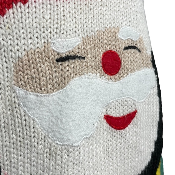 Santa Embroidered Sweater S Collared Floral Presents Vintage Knit Textured - Picture 6 of 14